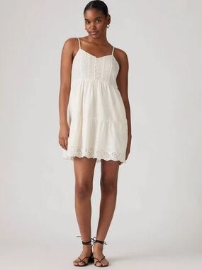 Levi’s Cora Cotton Eyelet Mini Strap Sundress Size M